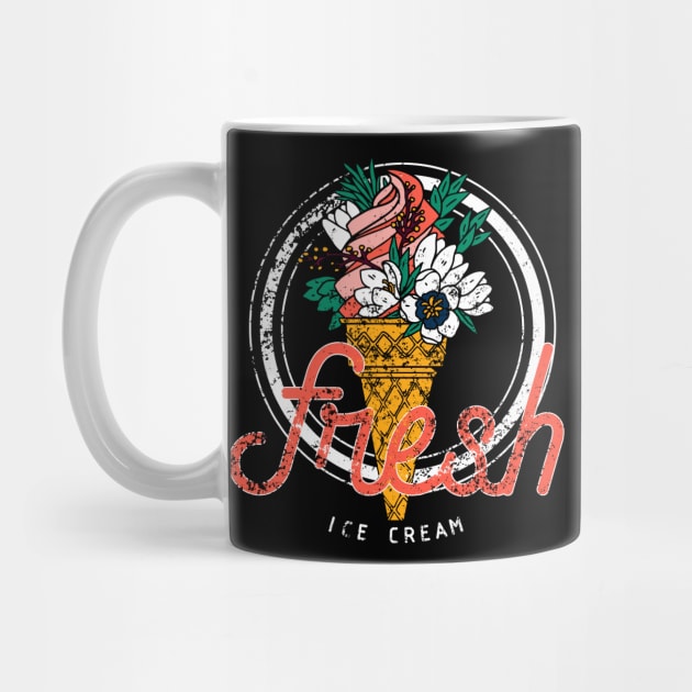 Vintage Fresh Ice Cream with Flowers by XOZ